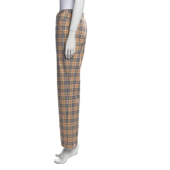 BURBERRY Plaid Print Wide Leg Pants Size: M - Picture 3 of 8